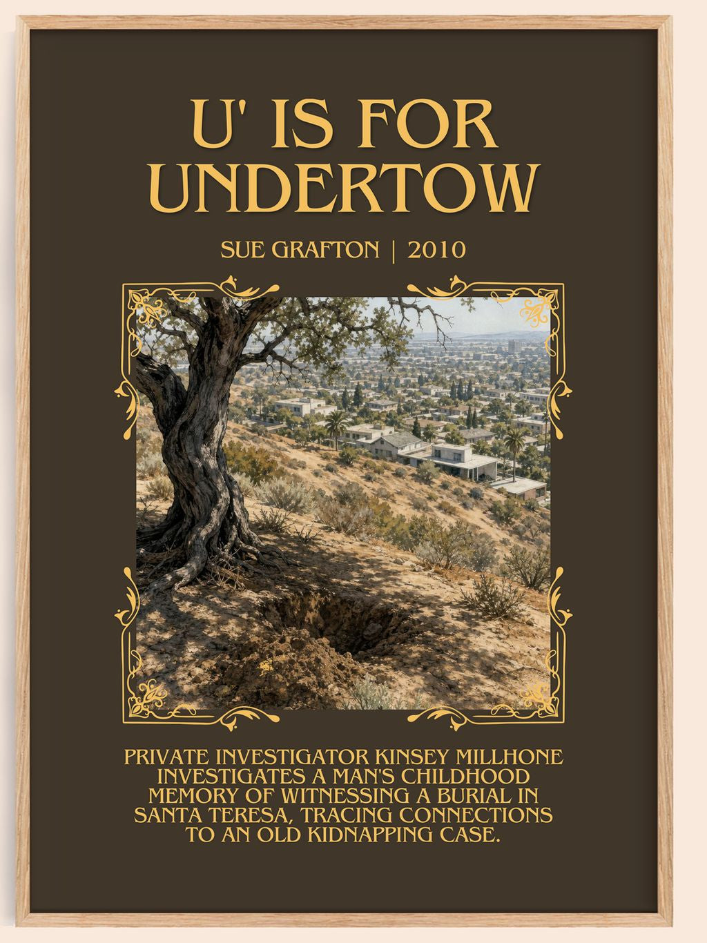 U' Is for Undertow Minimalist Book Poster by Sue Grafton – book poster