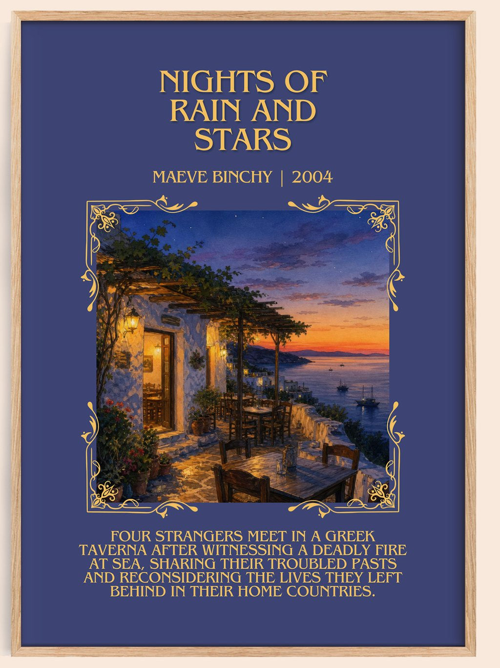 Nights of Rain and Stars Minimalist Book Poster by Maeve Binchy – book poster
