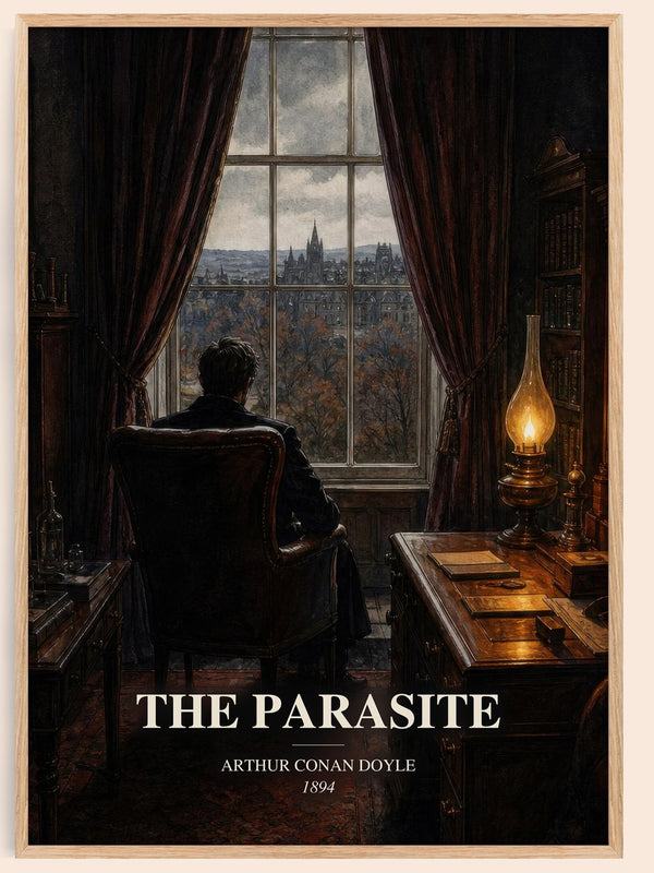 The Parasite watercolour book poster by Arthur Conan Doyle – framed literary art print