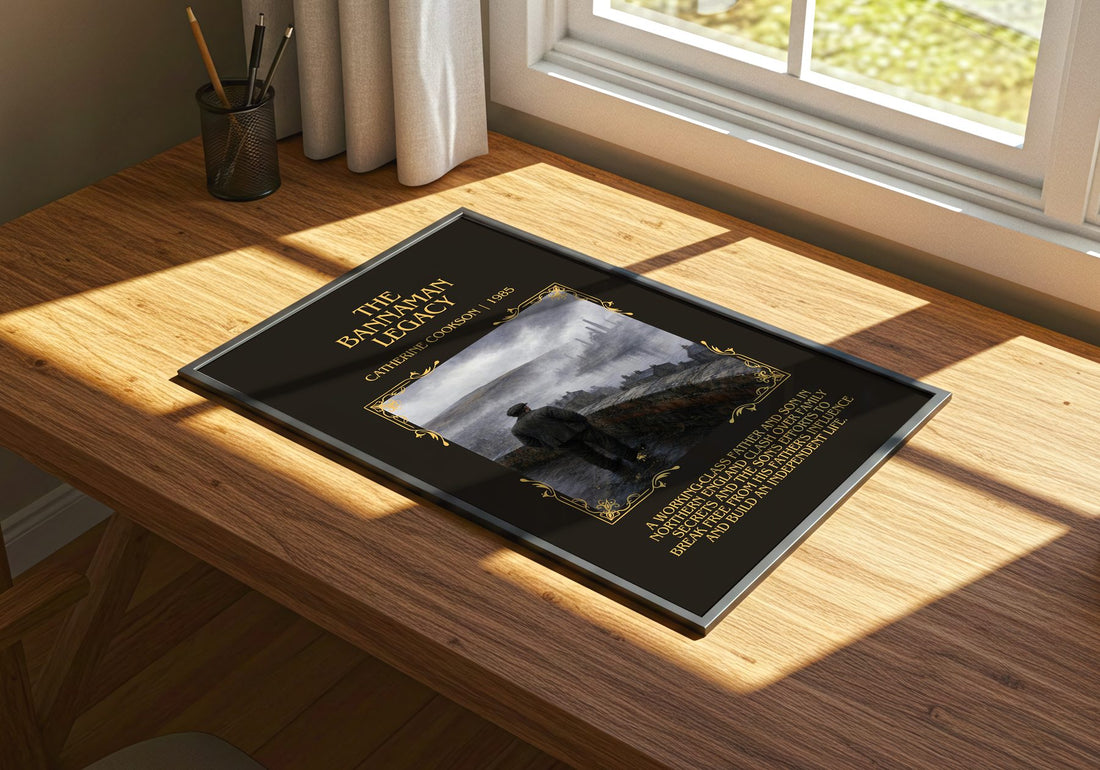 The Bannaman Legacy Minimalist Book Poster by Catherine Cookson – print on a sunlit desk