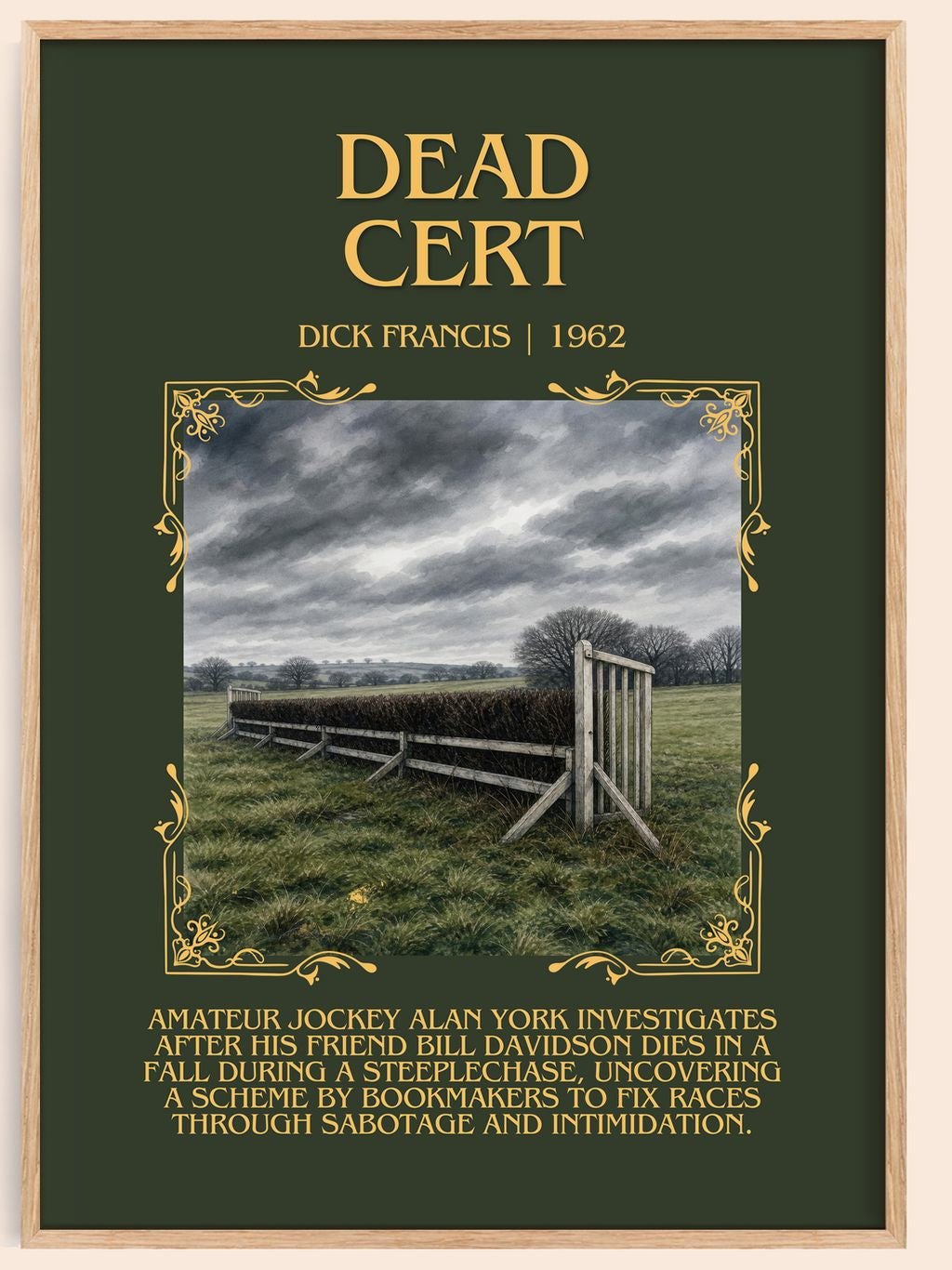 Dead Cert Minimalist Book Poster by Dick Francis – book poster
