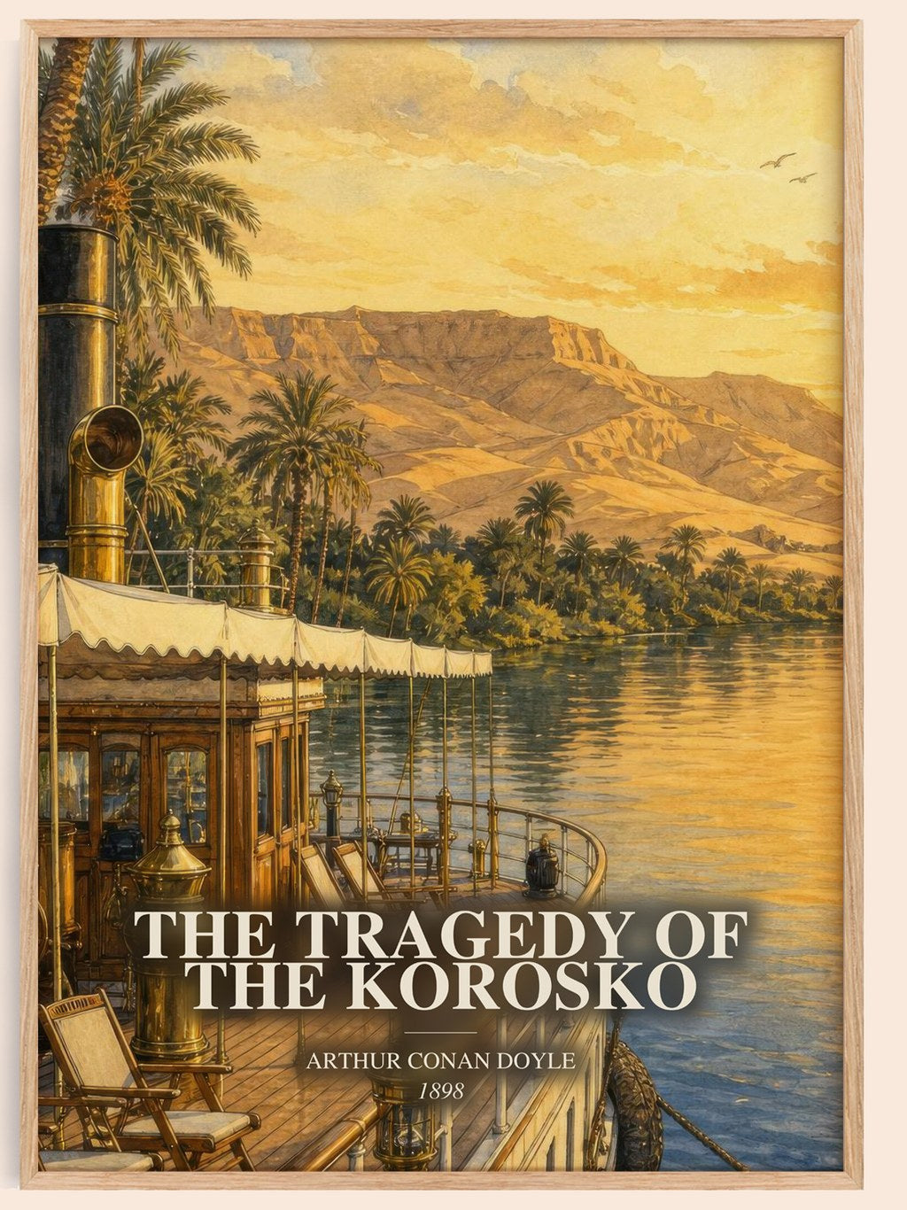 The Tragedy Of The Korosko watercolour book poster by Arthur Conan Doyle – framed literary art print