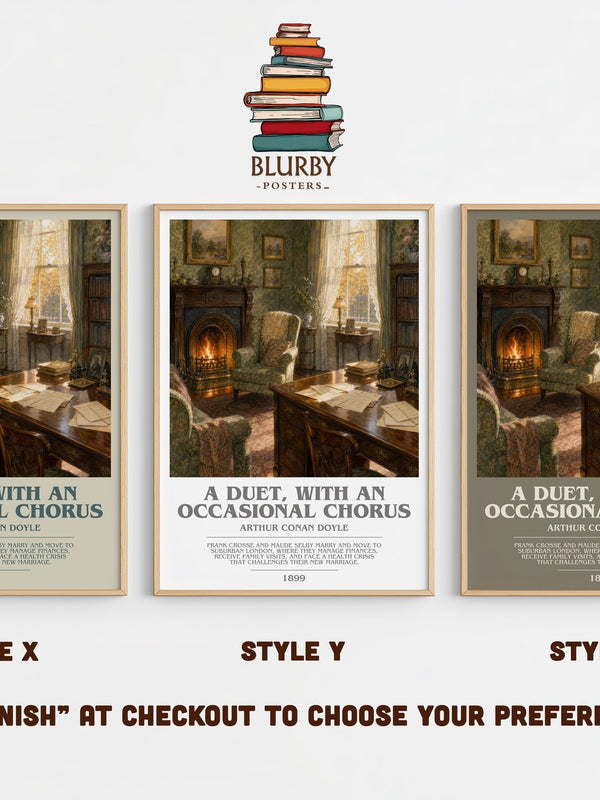 A Duet, With An Occasional Chorus bookish print in frame leaning in hallway – romance wall art