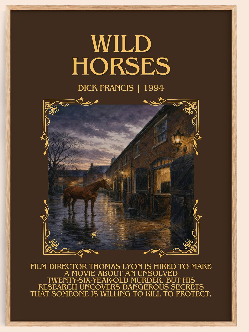 Wild Horses Minimalist Book Poster by Dick Francis – book poster