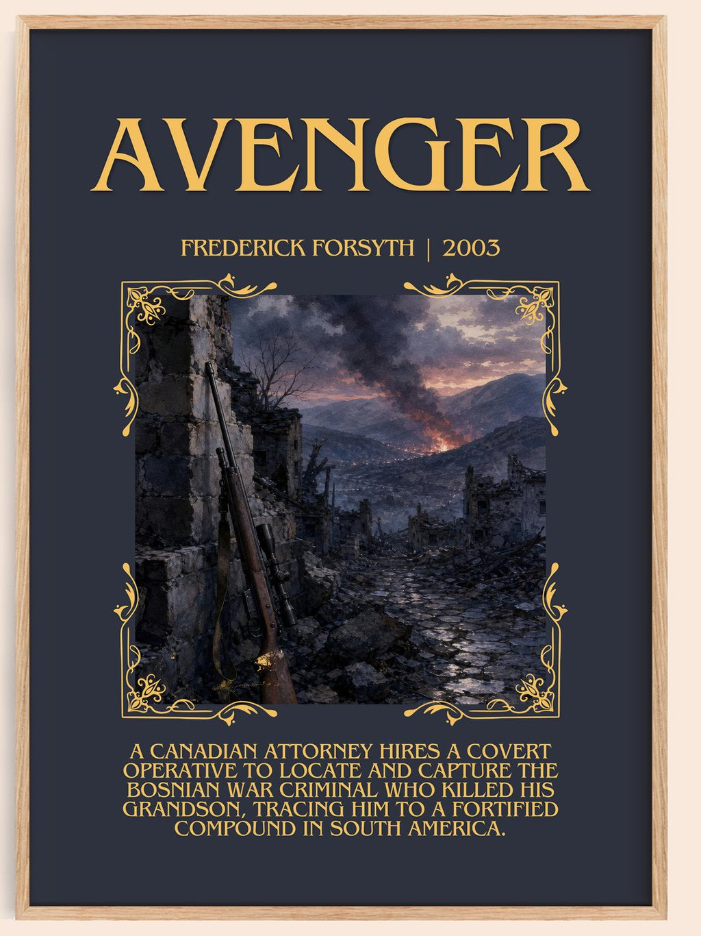 Avenger Minimalist Book Poster by Frederick Forsyth – book poster