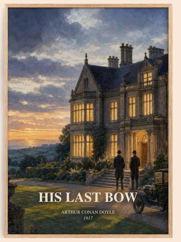 His Last Bow watercolour book poster by Arthur Conan Doyle – framed literary art print