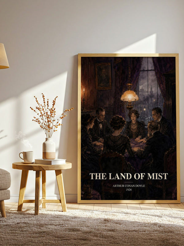 The Land Of Mist watercolour print in frame leaning in hallway – sci fi wall art