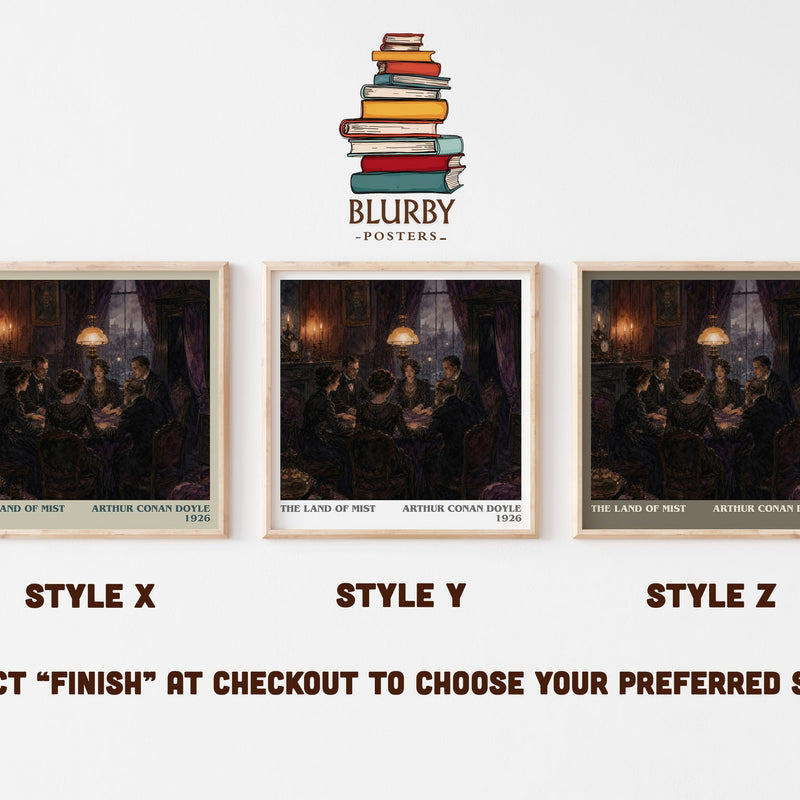 The Land Of Mist literary print in frame leaning in hallway – sci fi wall art