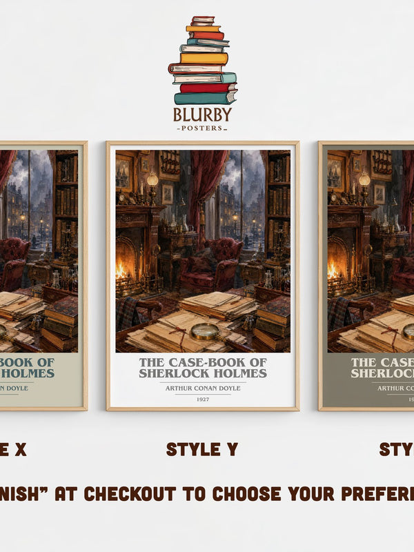 The Case-Book Of Sherlock Holmes book cover print in frame leaning in hallway – mystery wall art