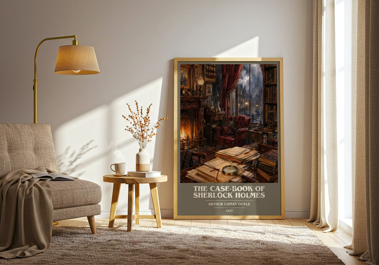 The Case-Book Of Sherlock Holmes book cover print on bookshelf – Arthur Conan Doyle fan gift