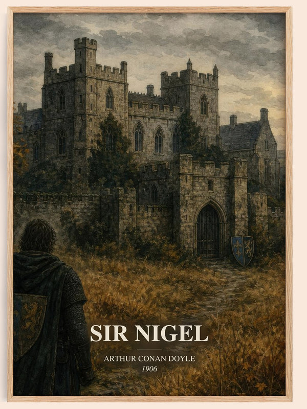 Sir Nigel watercolour book poster by Arthur Conan Doyle – framed literary art print