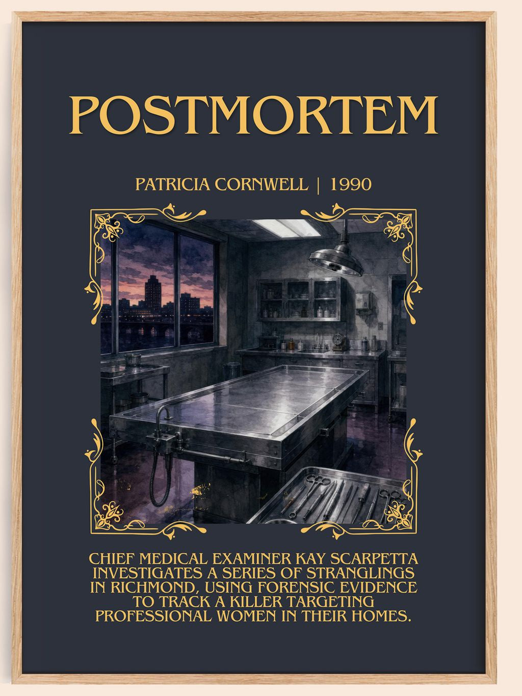 Postmortem Minimalist Book Poster by Patricia Cornwell – book poster