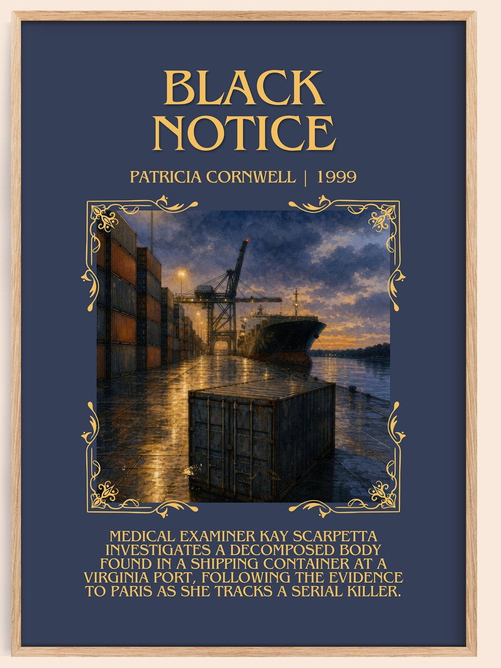 Black Notice Minimalist Book Poster by Patricia Cornwell – book poster