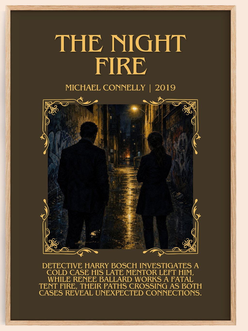 The Night Fire Minimalist Book Poster by Michael Connelly – book poster
