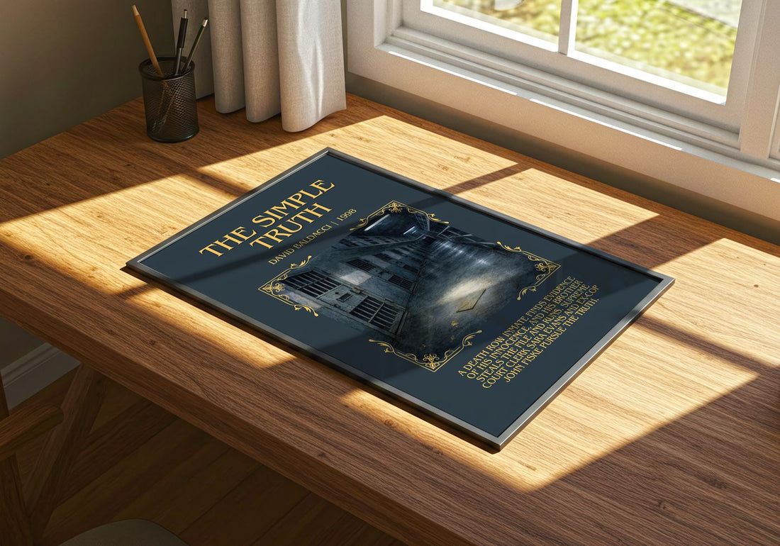The Simple Truth Minimalist Book Poster by David Baldacci – print on a sunlit desk