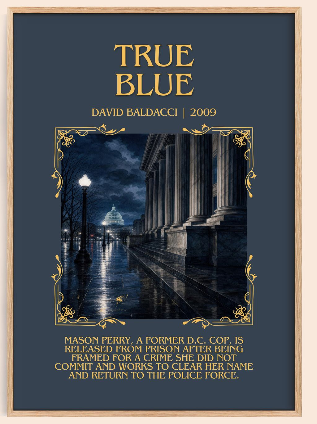 True Blue Minimalist Book Poster by David Baldacci – book poster