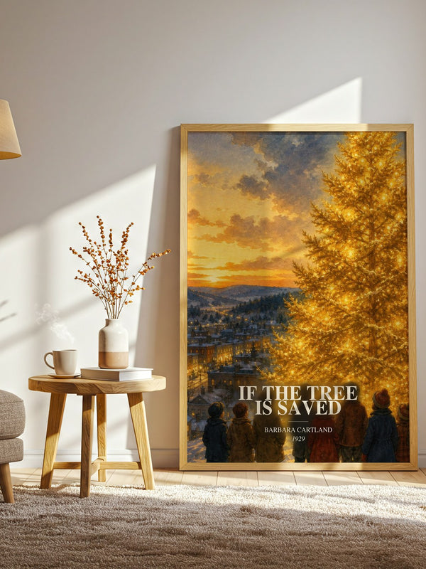 If The Tree Is Saved watercolour print in frame leaning in hallway – romance wall art