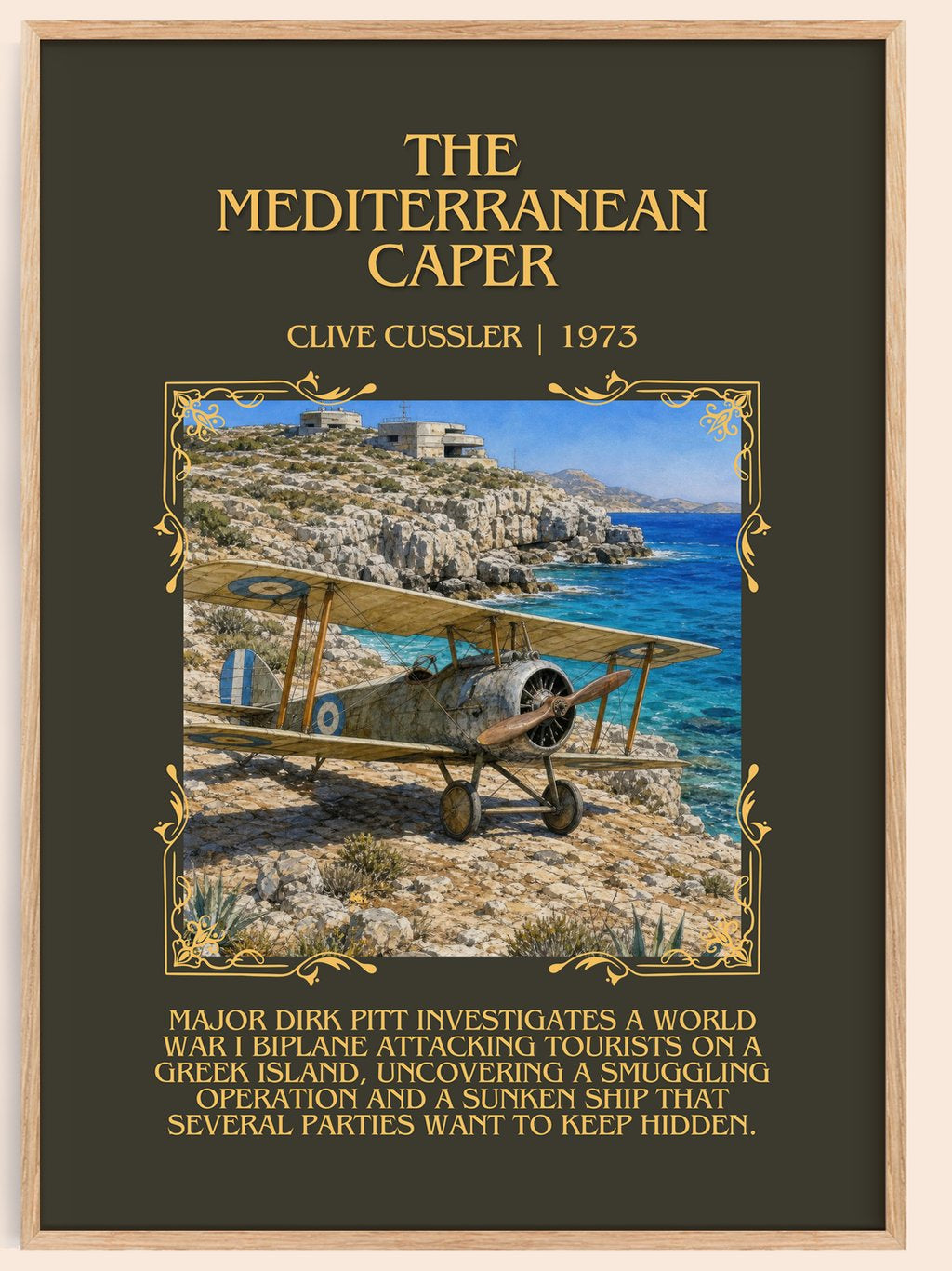 The Mediterranean Caper Minimalist Book Poster by Clive Cussler – book poster