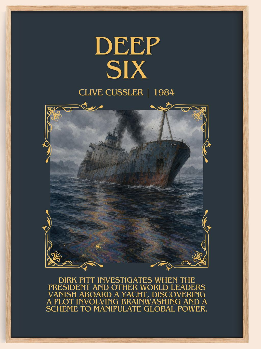 Deep Six Minimalist Book Poster by Clive Cussler – book poster