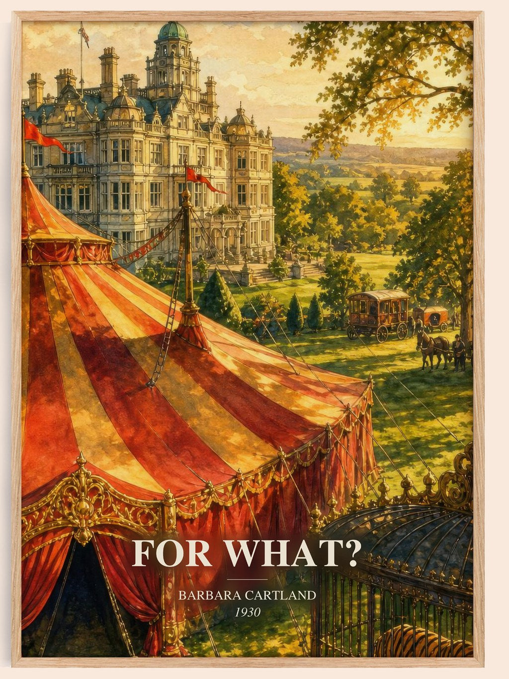 For What? watercolour book poster by Barbara Cartland – framed literary art print