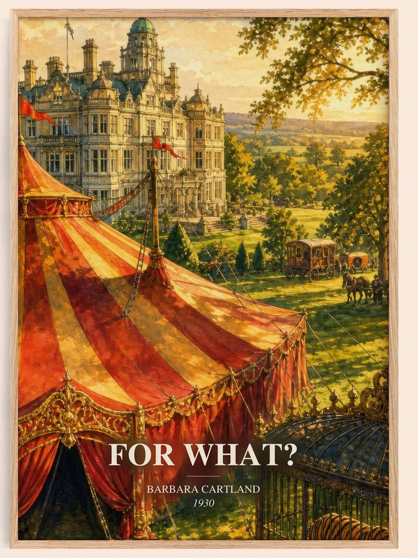 For What? watercolour book poster by Barbara Cartland – framed literary art print
