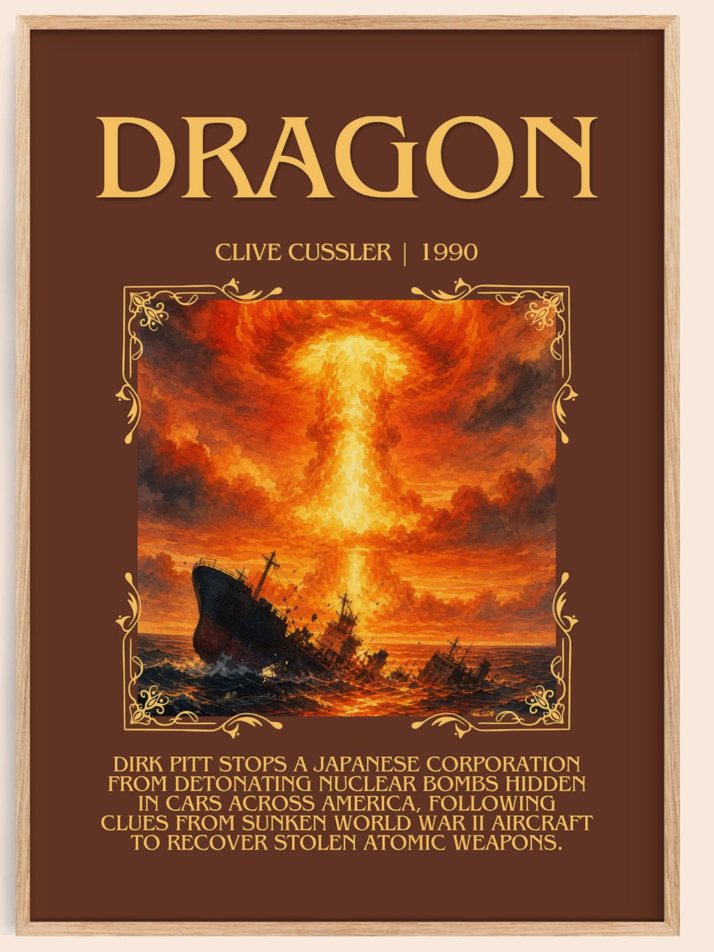 Dragon Minimalist Book Poster by Clive Cussler – book poster