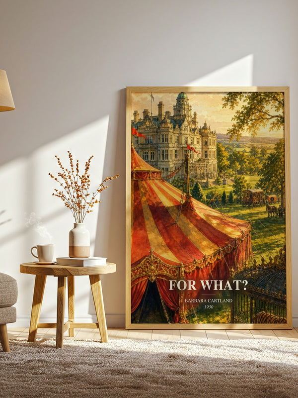 For What? watercolour print in frame leaning in hallway – romance wall art