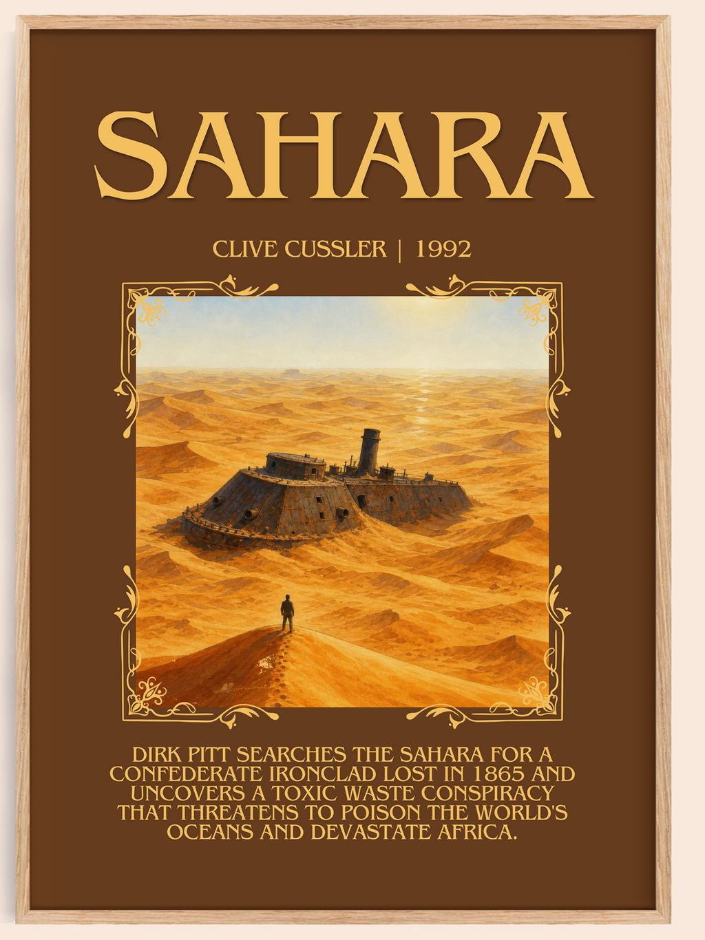 Sahara Minimalist Book Poster by Clive Cussler – book poster