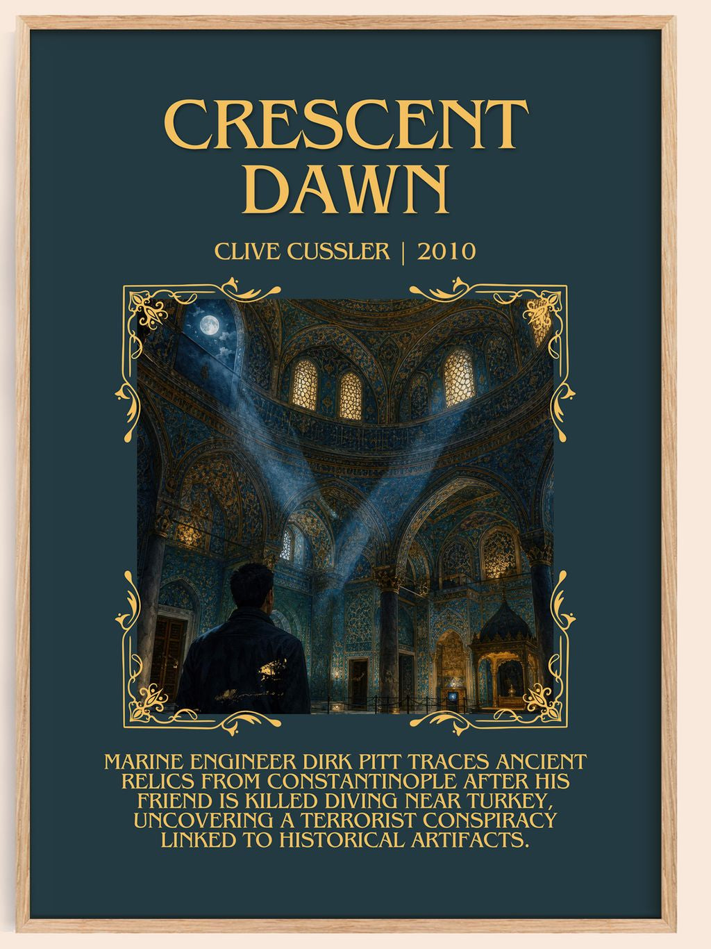 Crescent Dawn Minimalist Book Poster by Clive Cussler – book poster