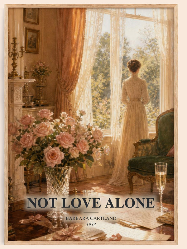 Not Love Alone watercolour book poster by Barbara Cartland – framed literary art print