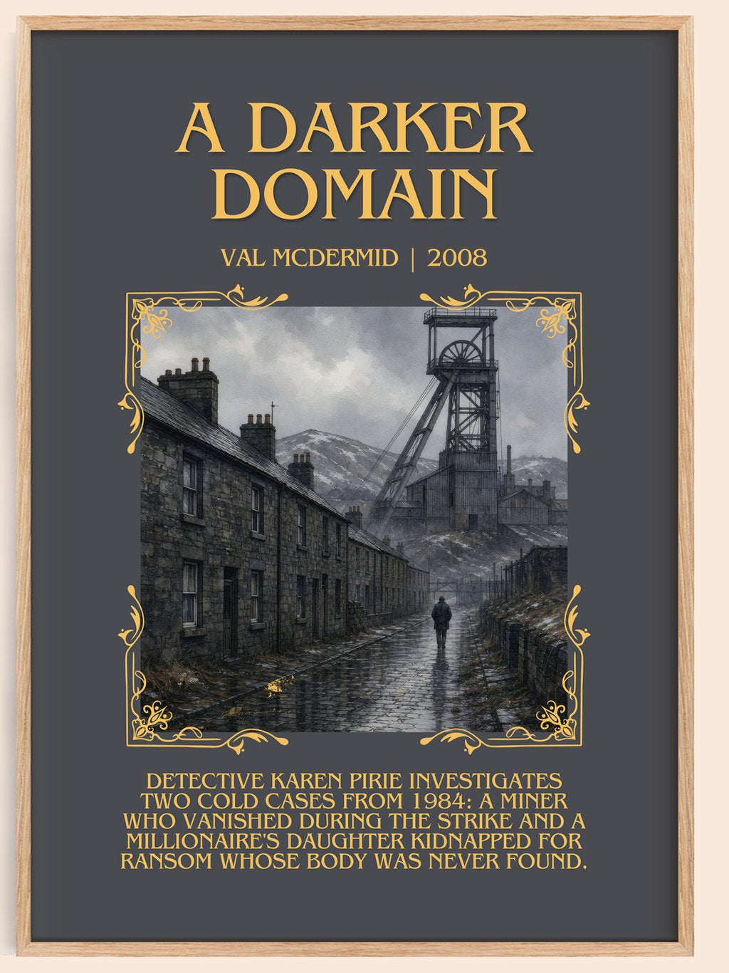 A Darker Domain Minimalist Book Poster by Val McDermid – book poster