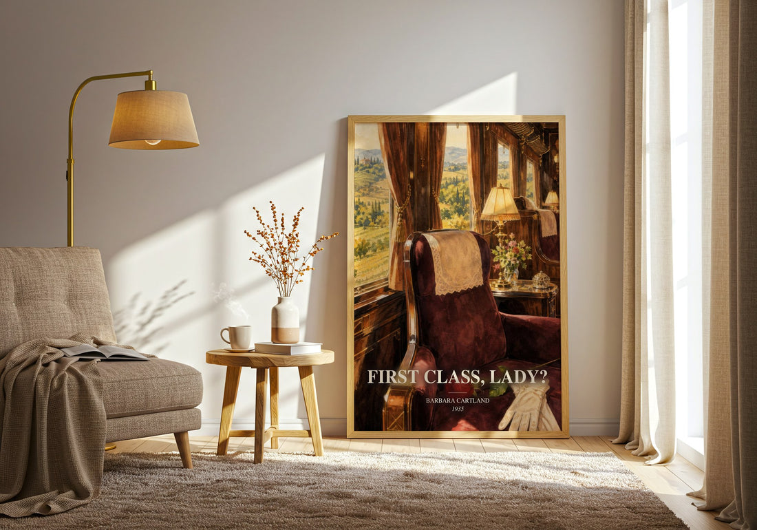 First Class, Lady? watercolour print in frame leaning in hallway – romance wall art