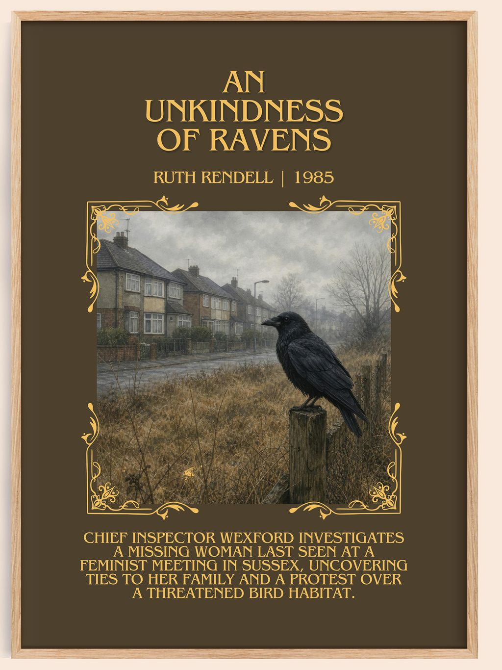 An Unkindness of Ravens Minimalist Book Poster by Ruth Rendell – book poster