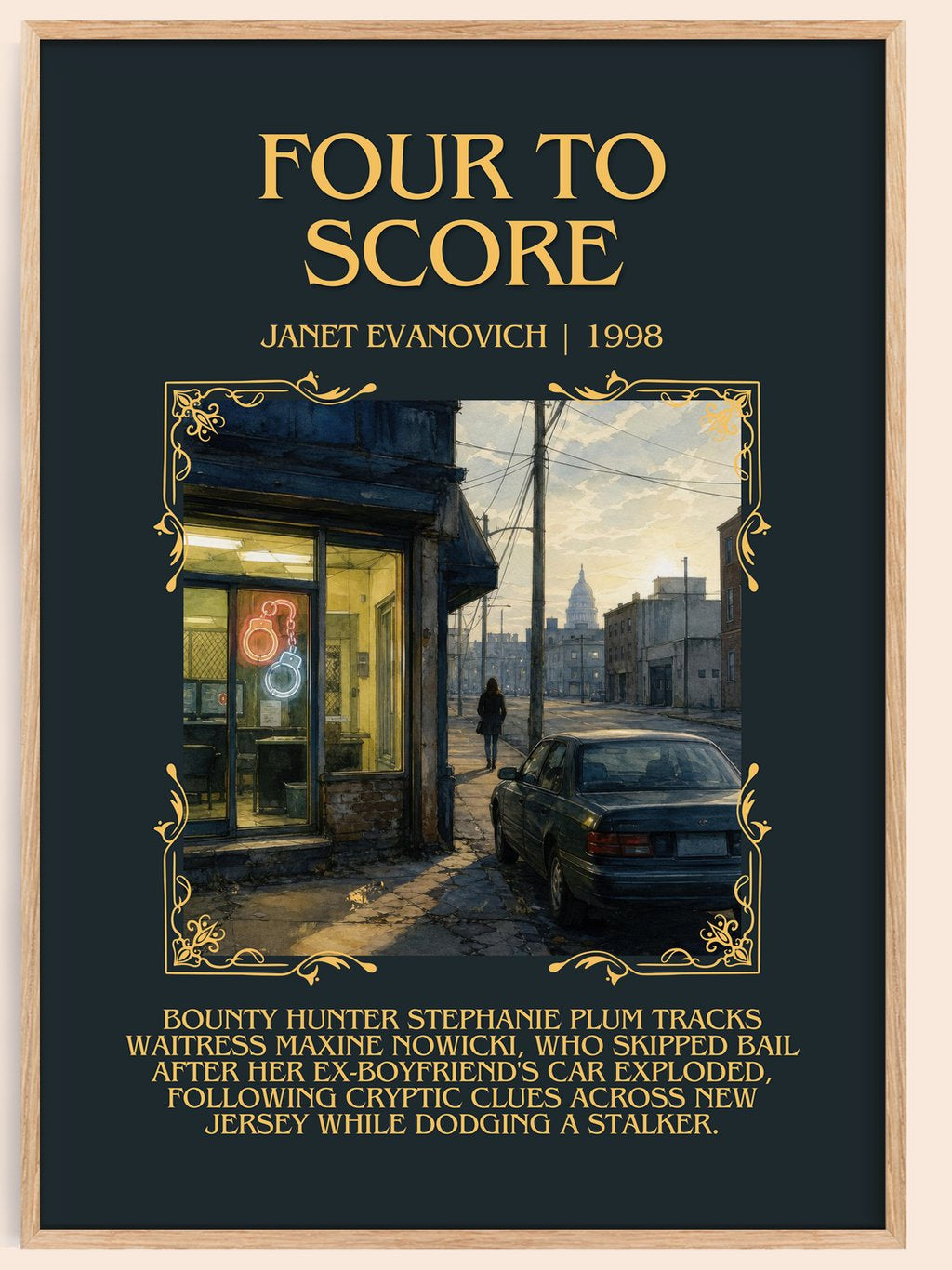Four to Score Minimalist Book Poster by Janet Evanovich – book poster