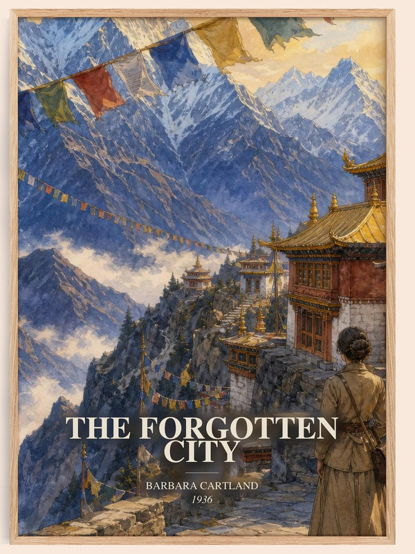 The Forgotten City watercolour book poster by Barbara Cartland – framed literary art print