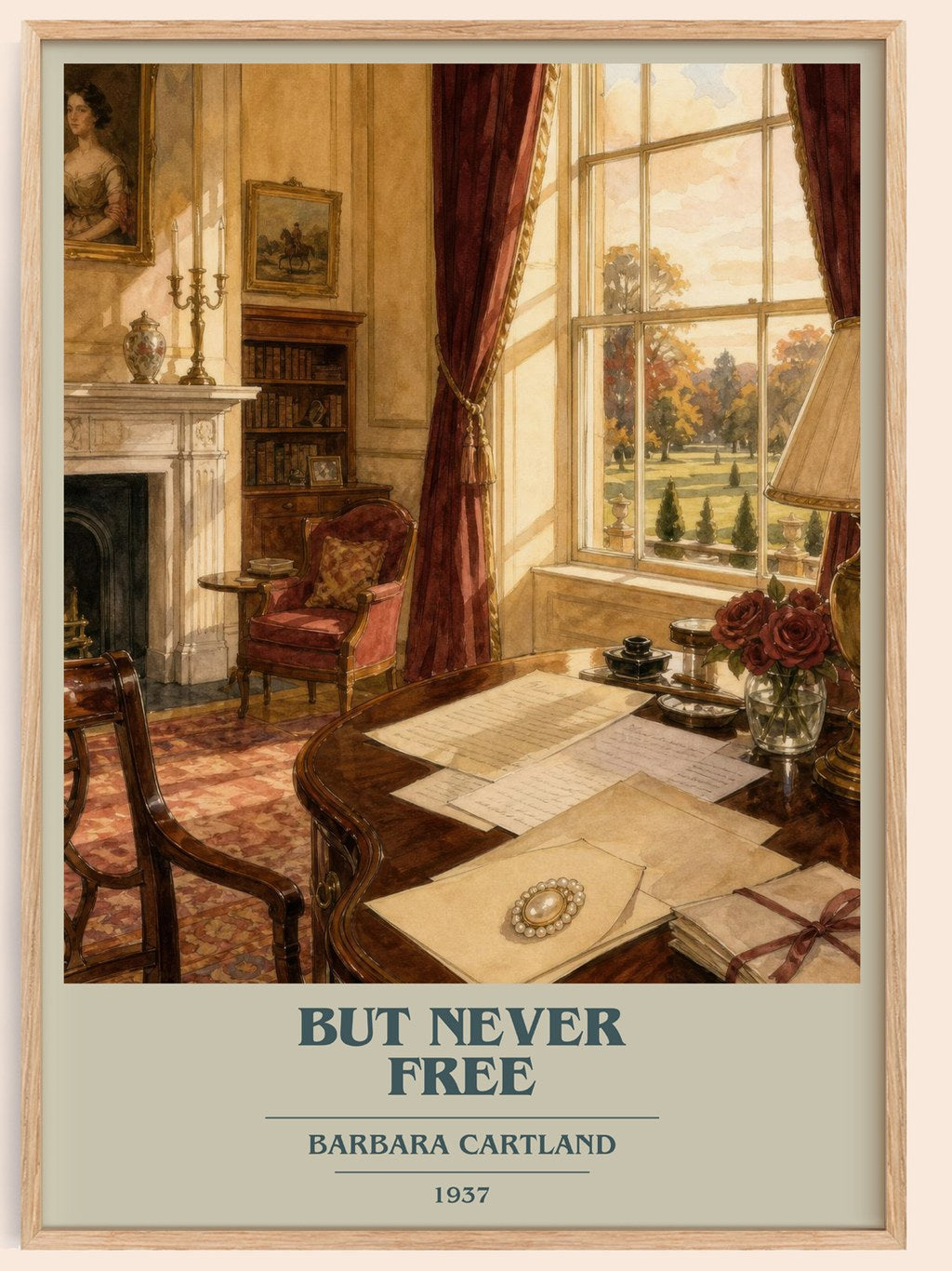 But Never Free book cover book poster by Barbara Cartland – framed literary art print