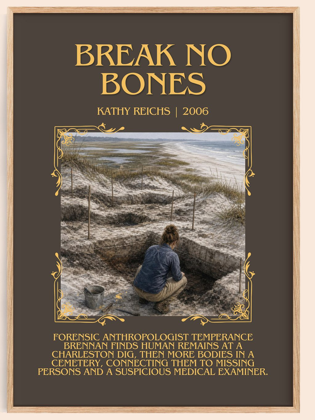 Break No Bones Minimalist Book Poster by Kathy Reichs – book poster