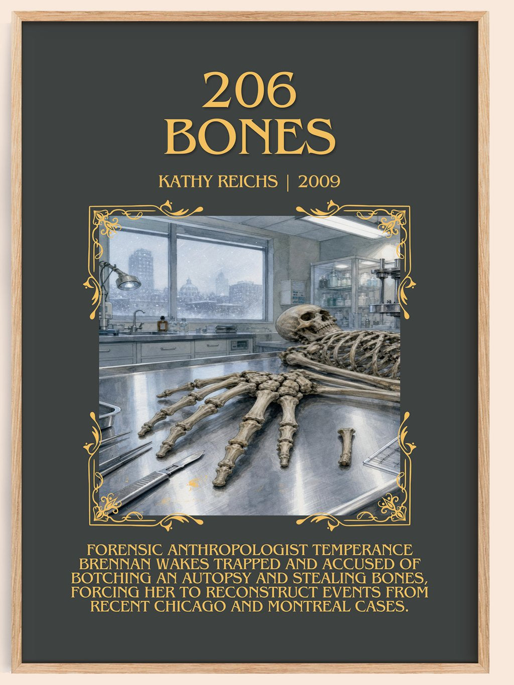 206 Bones Minimalist Book Poster by Kathy Reichs – book poster