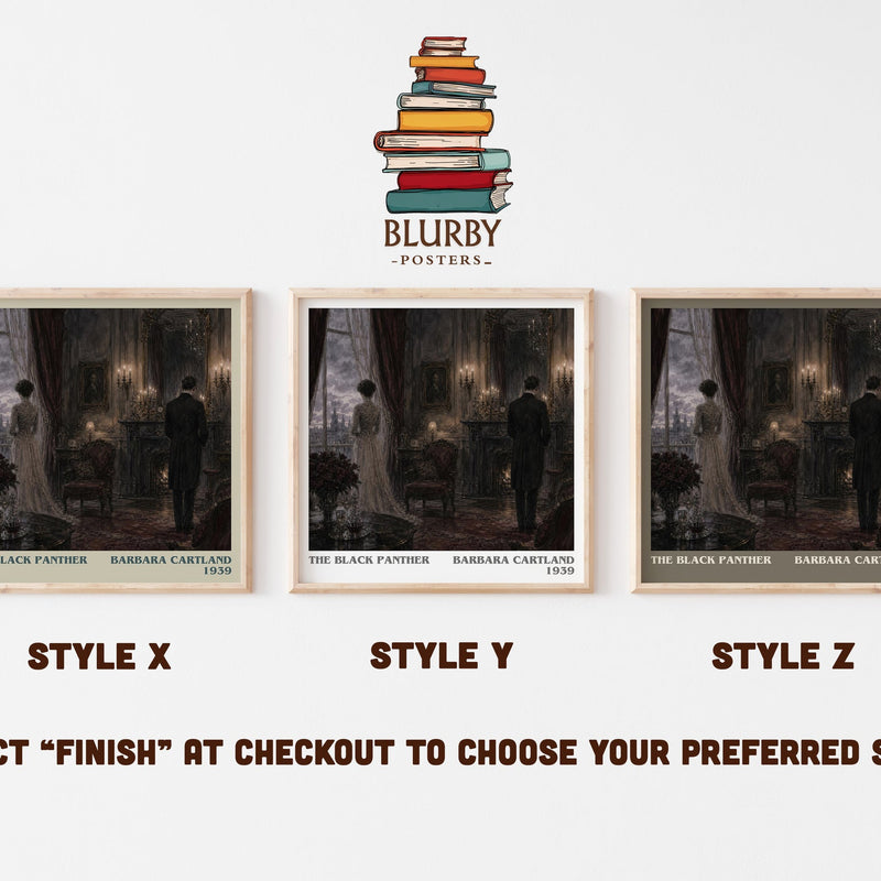 The Black Panther literary print in frame leaning in hallway – romance wall art