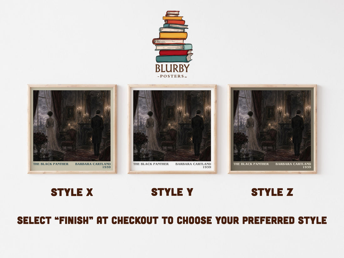 The Black Panther literary print in frame leaning in hallway – romance wall art (mockup)