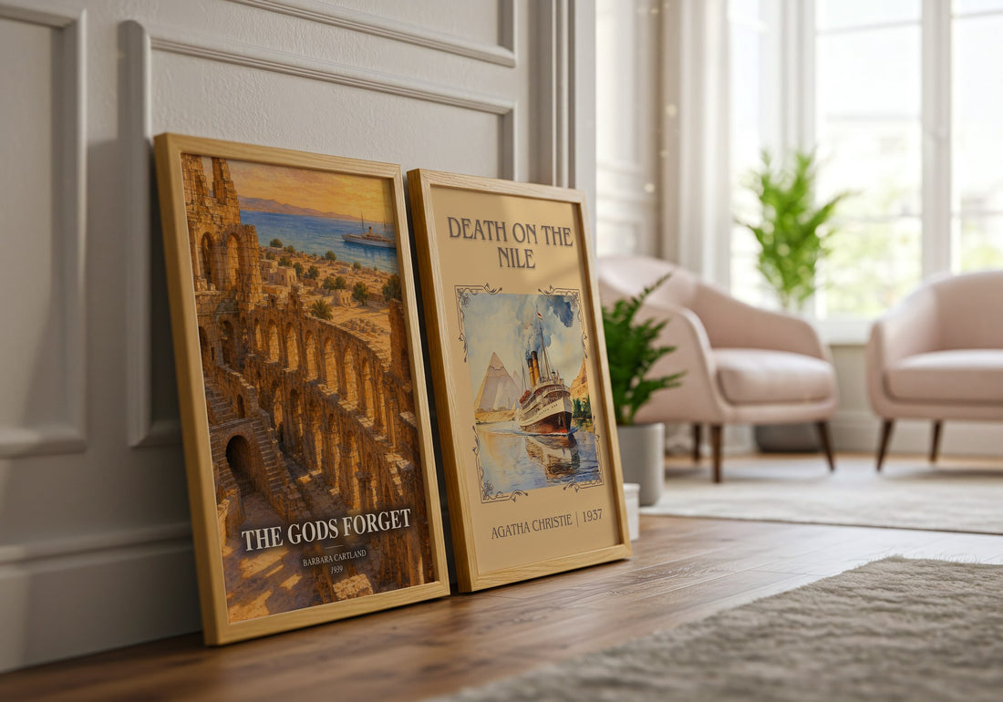 The Gods Forget watercolour print framed by window – literary home decor