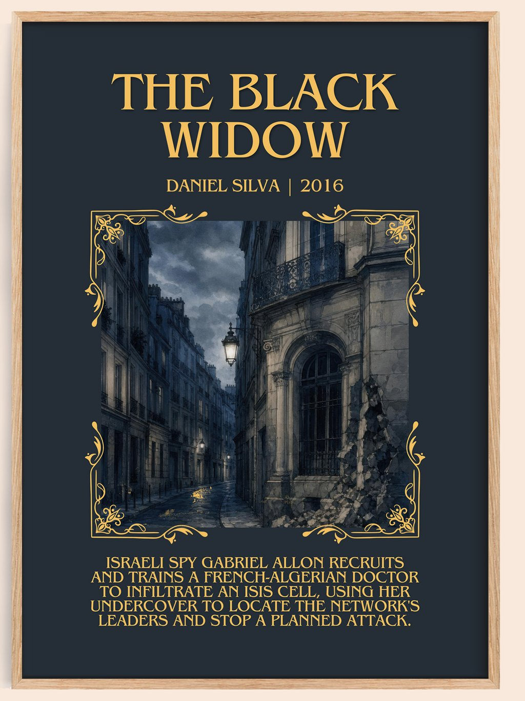 The Black Widow Minimalist Book Poster by Daniel Silva – book poster