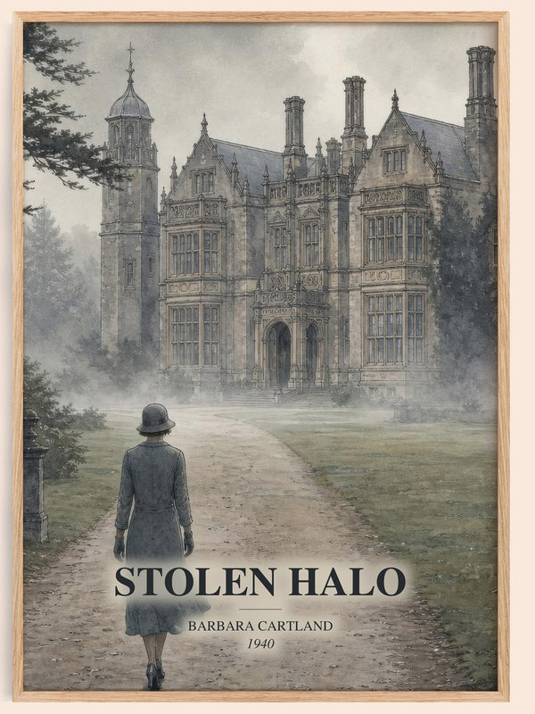 Stolen Halo watercolour book poster by Barbara Cartland – framed literary art print