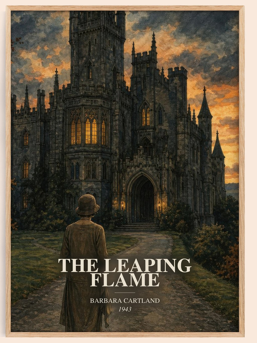 The Leaping Flame watercolour book poster by Barbara Cartland – framed literary art print