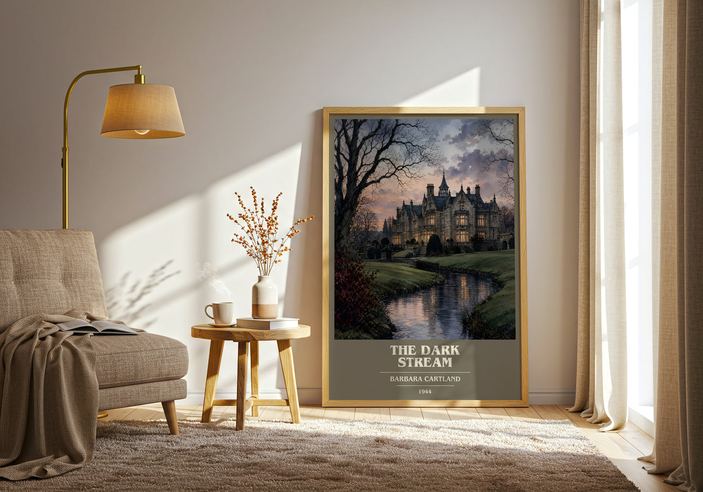 The Dark Stream book cover print on bookshelf – Barbara Cartland fan gift
