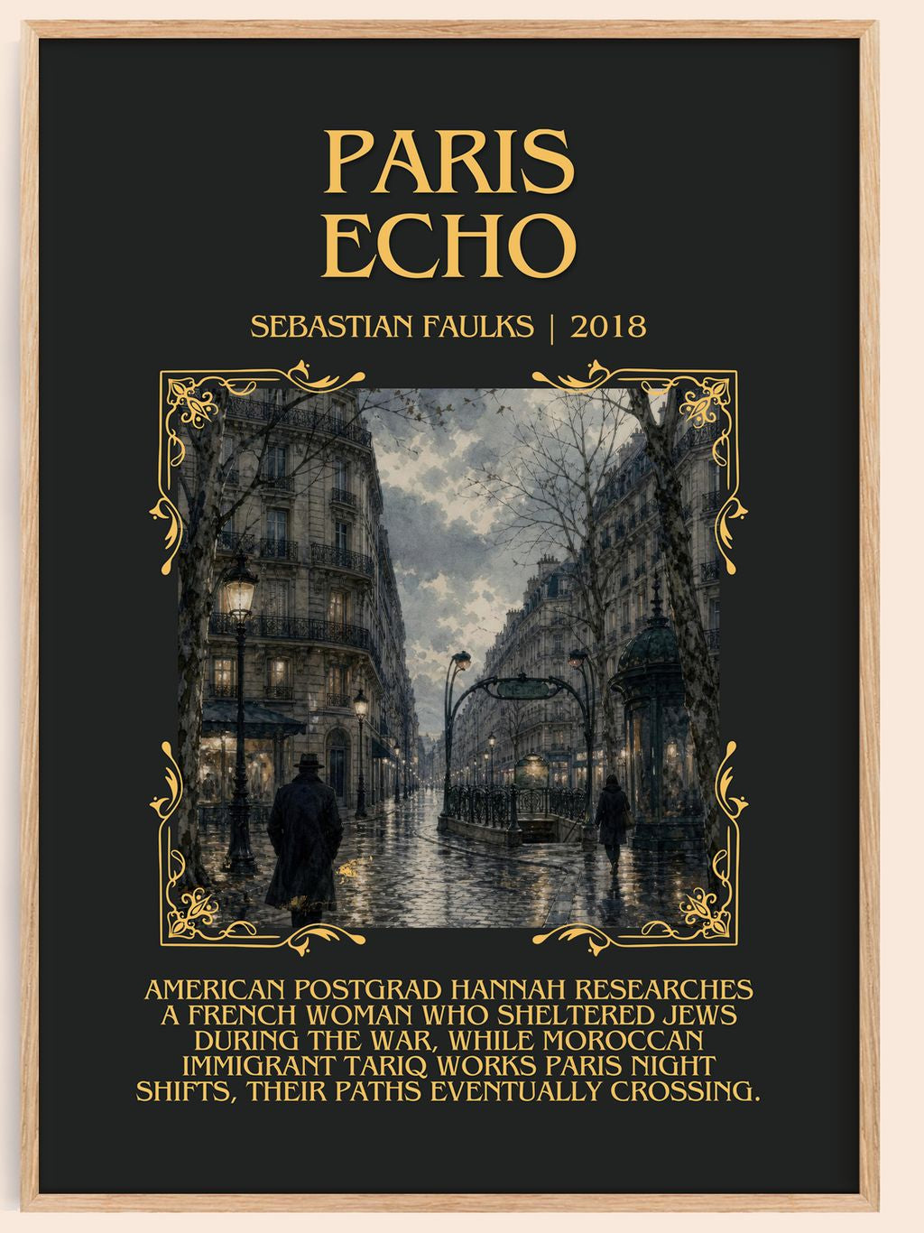 Paris Echo Minimalist Book Poster by Sebastian Faulks – book poster