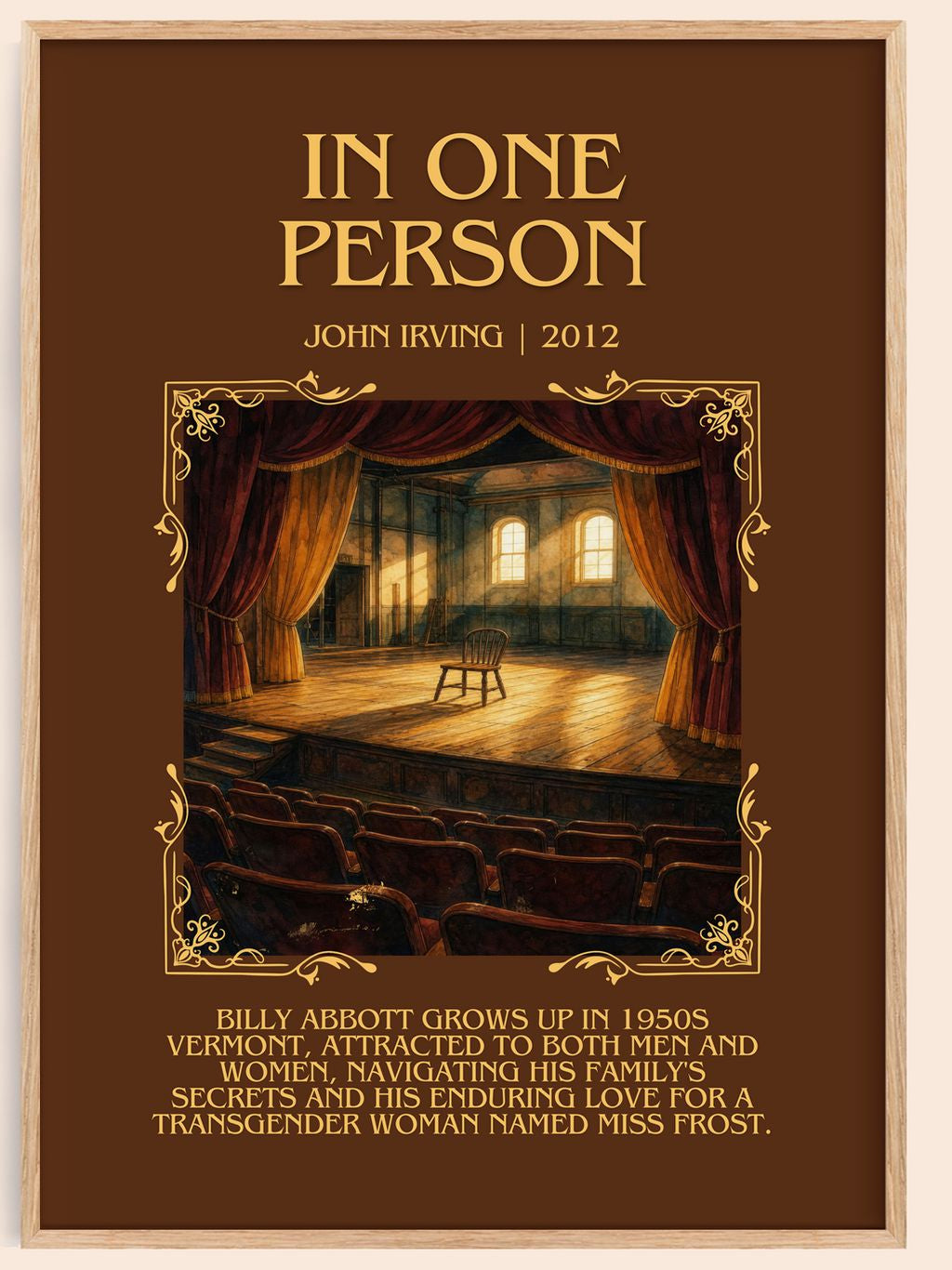 In One Person Minimalist Book Poster by John Irving – book poster