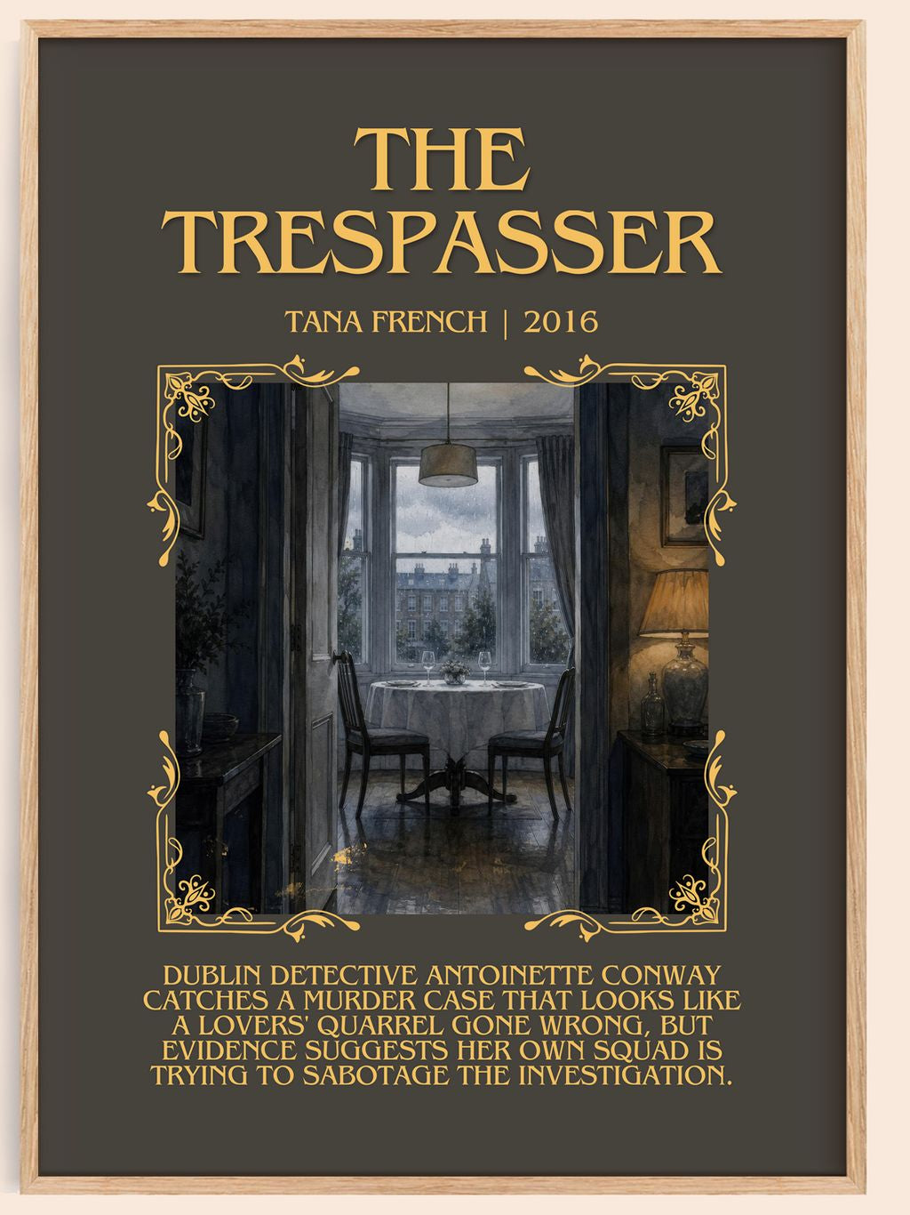 The Trespasser Minimalist Book Poster by Tana French – book poster