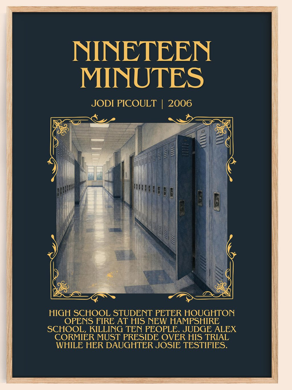 Nineteen Minutes Minimalist Book Poster by Jodi Picoult – book poster