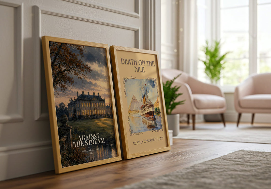 Against The Stream watercolour print framed by window – literary home decor
